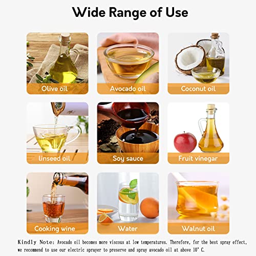 Syaws Oil Sprayer For Cooking, Electric Oil Spray Bottle, Rechargeable Olive Oil Dispensing With Led Light,Adjustable Oil Mister With Glass, 240Ml Oil Atomizer For Air Fryer,Salad,Bbq,Baking,Roasting #TOP6