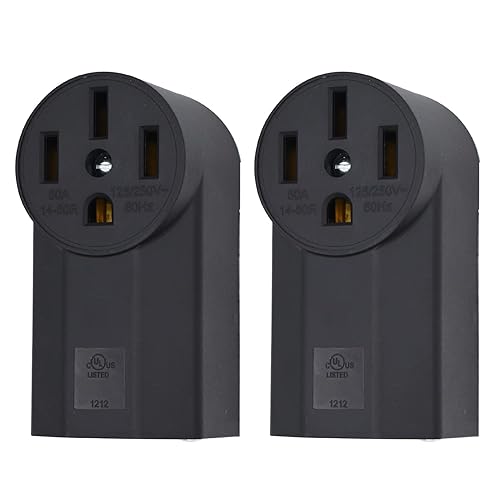 NEMA 14-50R Receptáculo de 3 polos 4 cables Receptáculo de alimentación de montaje en superficie 250V 50A UL Listado, micmi Black 2 Pack (NEMA