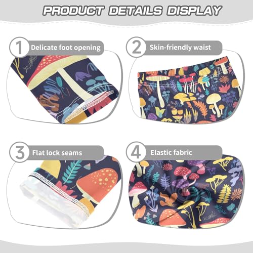 Wusikd Mushrooms Girls' Leggings Toddler Doodles Plants Colors Kids Yoga Pants Dance Active Tights 4T3