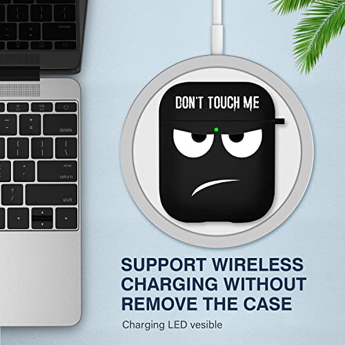 Image of Youtec for Airpods Case, Don't Touch Me for Airpods Cover with Keychain Soft Cute Shockproof Cover for Women Men Compatible with for Airpods 2 /1 Charging Case -Black