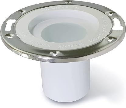 Midline Valve S1165 4-1/2 Long Closet Flange with Stainless Steel Ring; Fits Into 3 PVC or Cast Iron Pipe