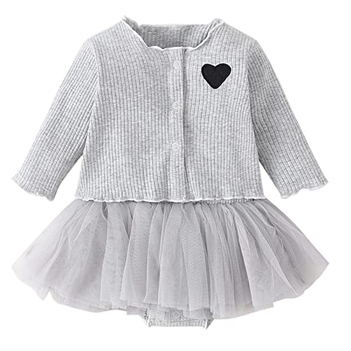 Babys Newborn Infant Girls Boys Knit Ribbed Solid Spring Winter Long Sleeve Cardigan Romper 6t (Grey, 12-18 Months)