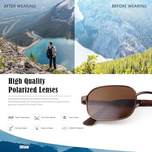 SDINM Polarized Square Sunglasses for Women Men Trendy Retro Lightweight Gold Metal Frame Sun Glasses Shades4