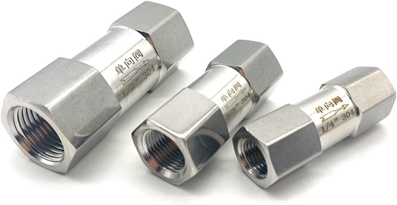 1pcs 1/8" 1/4" 3/8" 1/2" 3/4" 1" 304 Stainless Steel Split One Way Valve Hexagonal Female Thread Check Val (Size : 1/4", Color : G)