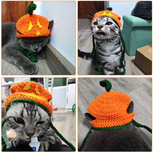 Legendog Cat Halloween Costume Handmade Pet Pumpkin Hat Halloween Apparel for Cats Puppy Small Dogs - Thumbnail 6