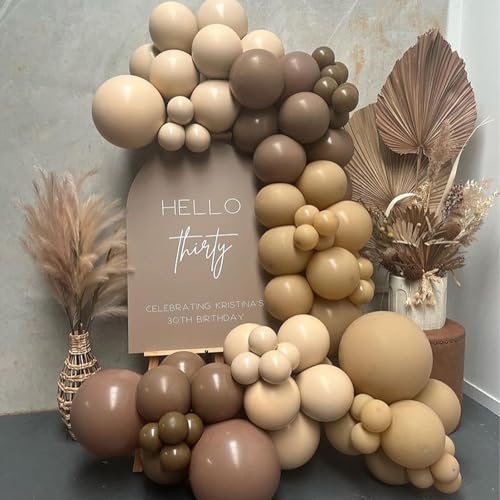 Image of Brown Gold Balloons, 55PCS Beige Metallic Gold Confetti Fall Party Balloons