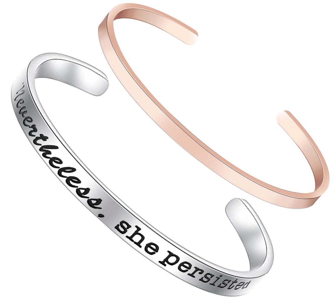 Inspirational Bracelets for Women Stainless Steel Motivational Birthday Cuff Graduation Gifts for Her Mantra Jewelry
