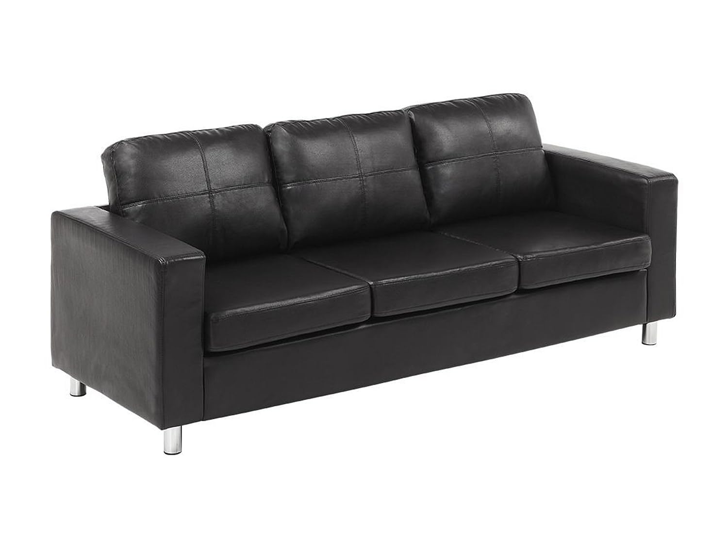 Vente-unique - Sofá Fijo 3 plazas Ackley - Piel sintética - Negro