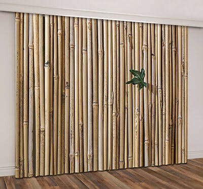 BSJ 3D Bamboo Digital Printed Polyester Fabric Curtains for Bed Room Kids Room Living Room Colour Brown Window/Door/Long Door (D.N.5638) (4 x 9 Feet (Size ; 48 x 108 Inch) Long Door, 4)