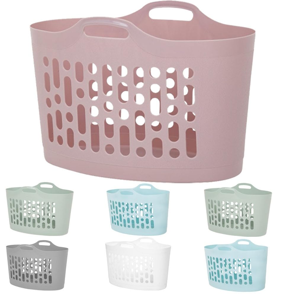 ARUUJ 50L Flexible Laundry Basket Plastic Flexi Tub - Heavy Duty Storage Basket Freestanding Clothes Washing Organiser - Indoor Outdoor Home Garden Bedroom Laundry Room Bucket In Assorted Colors