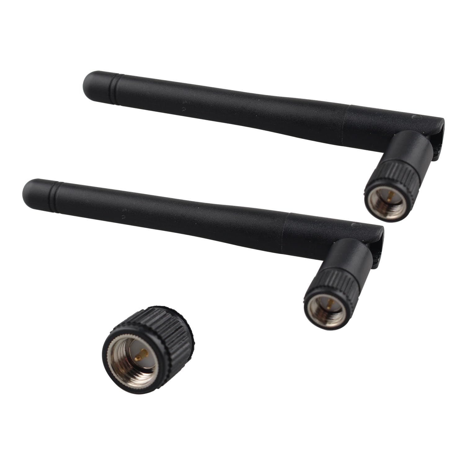 Futheda 2pcs 433MHz Folding Rod Antenna 3dBi SMA Male Omni-Directional Aerial + 15cm IPEX UFL MHF1 to SMA Female Pigtail Coaxial Cable for Wireless Network Router WiFi Cellular Telephone Handsets