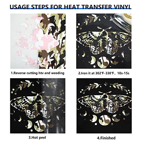 Image of FUNKAKA HTV Heat Transfer Vinyl Rolls, Camo Army Earthy, 12 inch x 9ft | Iron on Vinyl for T-Shirt, Stretchy PU HTV Vinyl for All Cutter Machines Easy to Cut & Weed for DIY Art Crafts Fabric