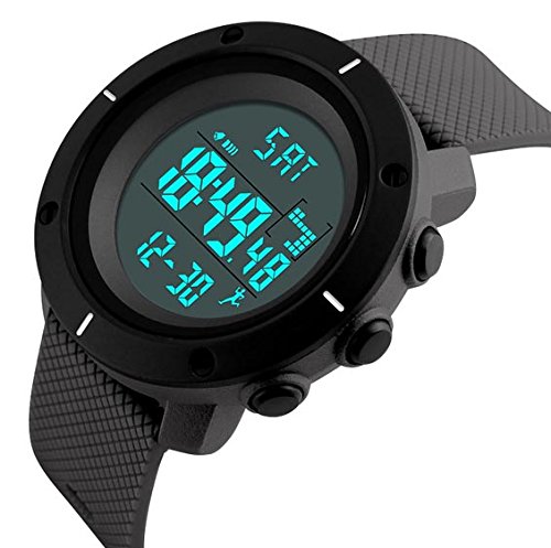 Fanmis Military Sports Quartz Analog Digital Waterproof Luminous Black Silicone Watch Blue2
