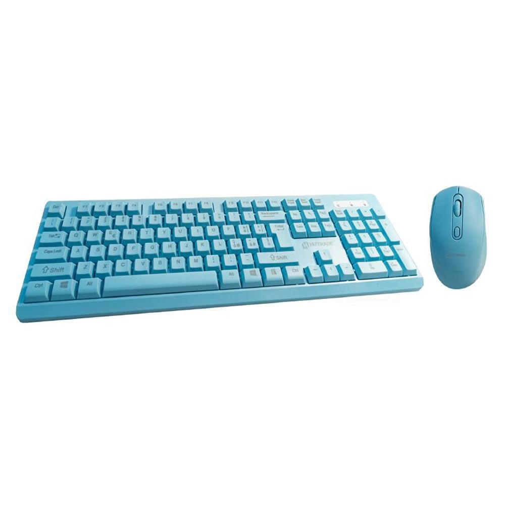 Vetrineinrete® Tastiera più mouse Wireless senza fili con design moderno connessione stabile 5 colori disponibili (Celeste)