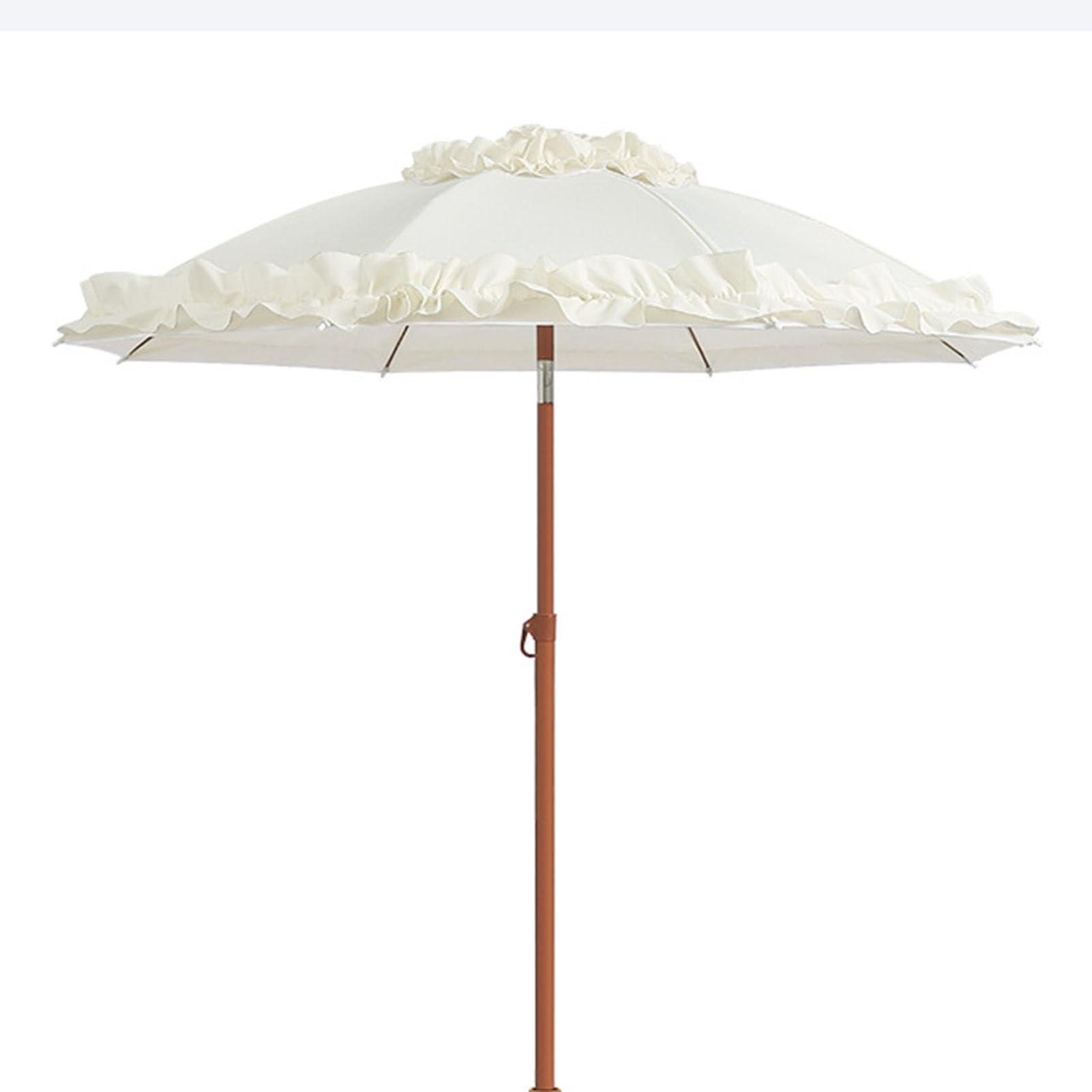 6ft Patio Umbrella with Fringe Outdoor Tassel Umbrella UPF50+ Premium Steel Pole and Ribs Push Button Tilt