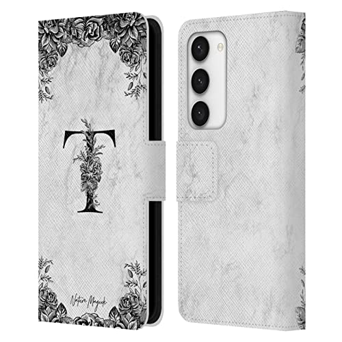 Housse portefeuille Galaxy S23 lettre T Nature Magick rangement cartes intégré