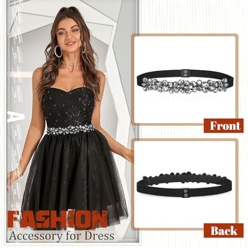 Women's Rhinestone Waist Belt, Beaded Crystal Elastic for Dress3