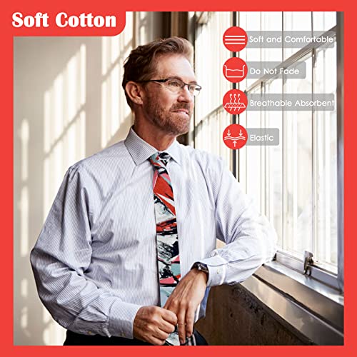 Image of Mantieqingway Men Skinny Tie Cotton Floral Necktie for Wedding Groomsmen Tie