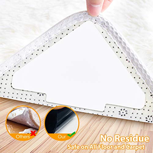 Rug Tape, 10 Pcs Double Sided Non Slip Reusable Rug Stopper, Washable Rug Tape For Hardwood Floors, Tile Floors, Carpets, Floor Mats, Wall (Peal White) #TOP3