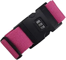 Cinta de Proteção para Mala de Viagem, 2 Metros, Cadeado com Código de 3 Dígitos, Ajustável, 5 cm Largura (Rosa)