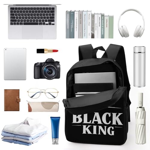 Black King Travel Backpack 17 Inch Casual Daypack Shoulder Bag with Adjustable Shoulder Straps3