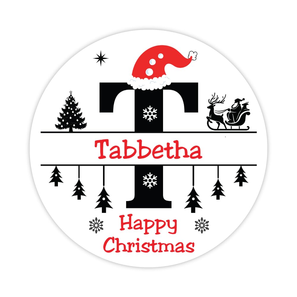 Pack of 24 Alphabet Stickers T Xmas Sticker Labels 45mm Personalised Christmas Sticker Labels Papa Prints