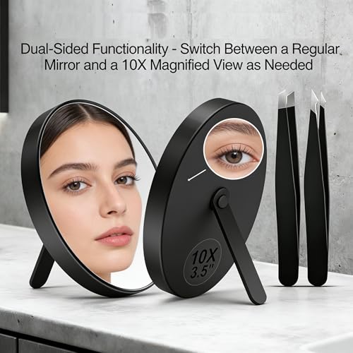 Espejo para maquillaje compacto con aumento 10X y base de succión miniatura 7
