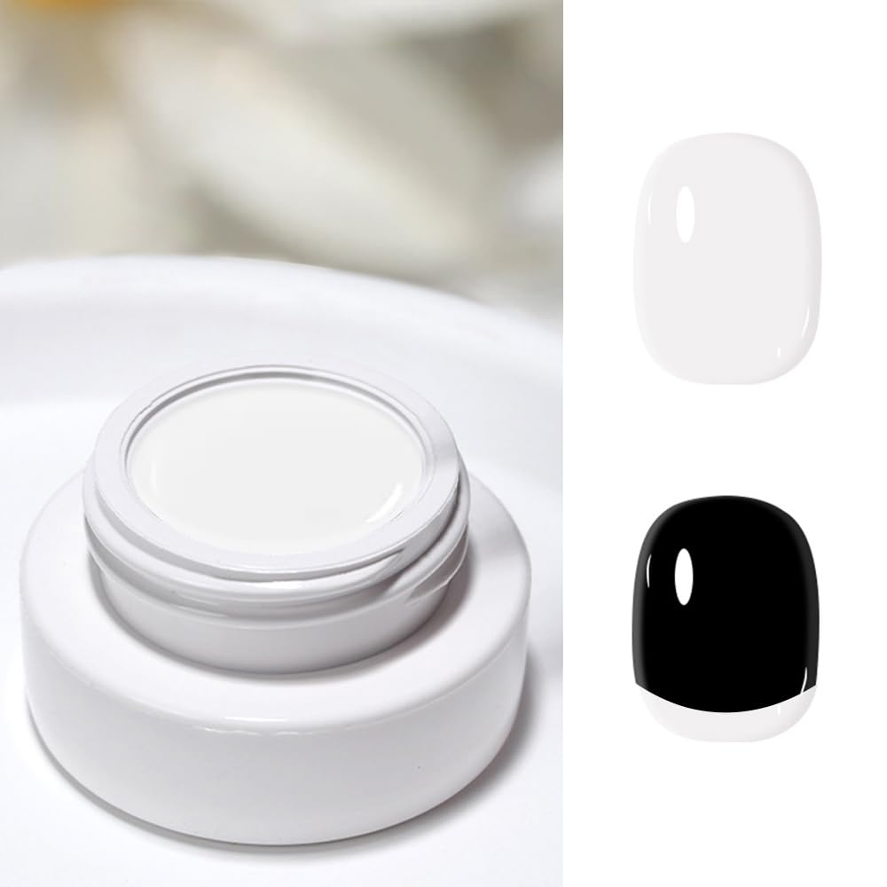 Gel Paint For Nails Art, Paint Nail Gel Polish For French Tip Tool Design For Home Salon DIY Gel Nail Art (White, M)