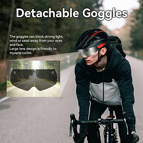 EASTINEAR Adults Bike Helmet with Magnetic Goggle Bicycle Helmet with USB Rechargeable LED Light for Men Women Cycling Helmet with Removable Sun Visor Adjustable Size - Image 5