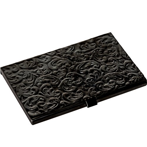 Metal Damask Embossed Business Card Case (Black)