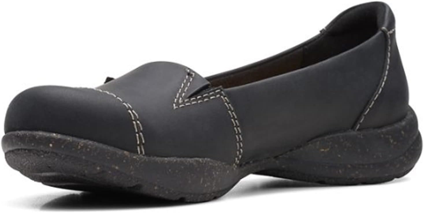 Clarks Women's Roseville Sky Loafer, Black Leather, 7.5