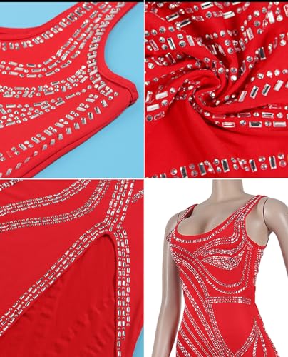 Image of Nagfar Women Rhinestone Sequin Birthday Party Sexy New Year Formal Dress