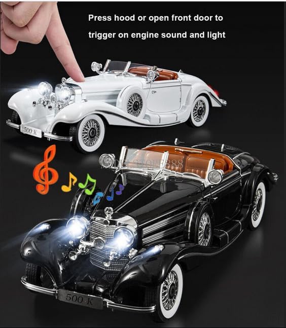 Image of Mercedes Benz 1936 500K Special Roadster Vintage SUV 1:32 Scale Model Car Exclusive Alloy Metal Pull Back Diecast Metal Pullback Toy Openable Doors & Light Music【Colors as Per Stock 】