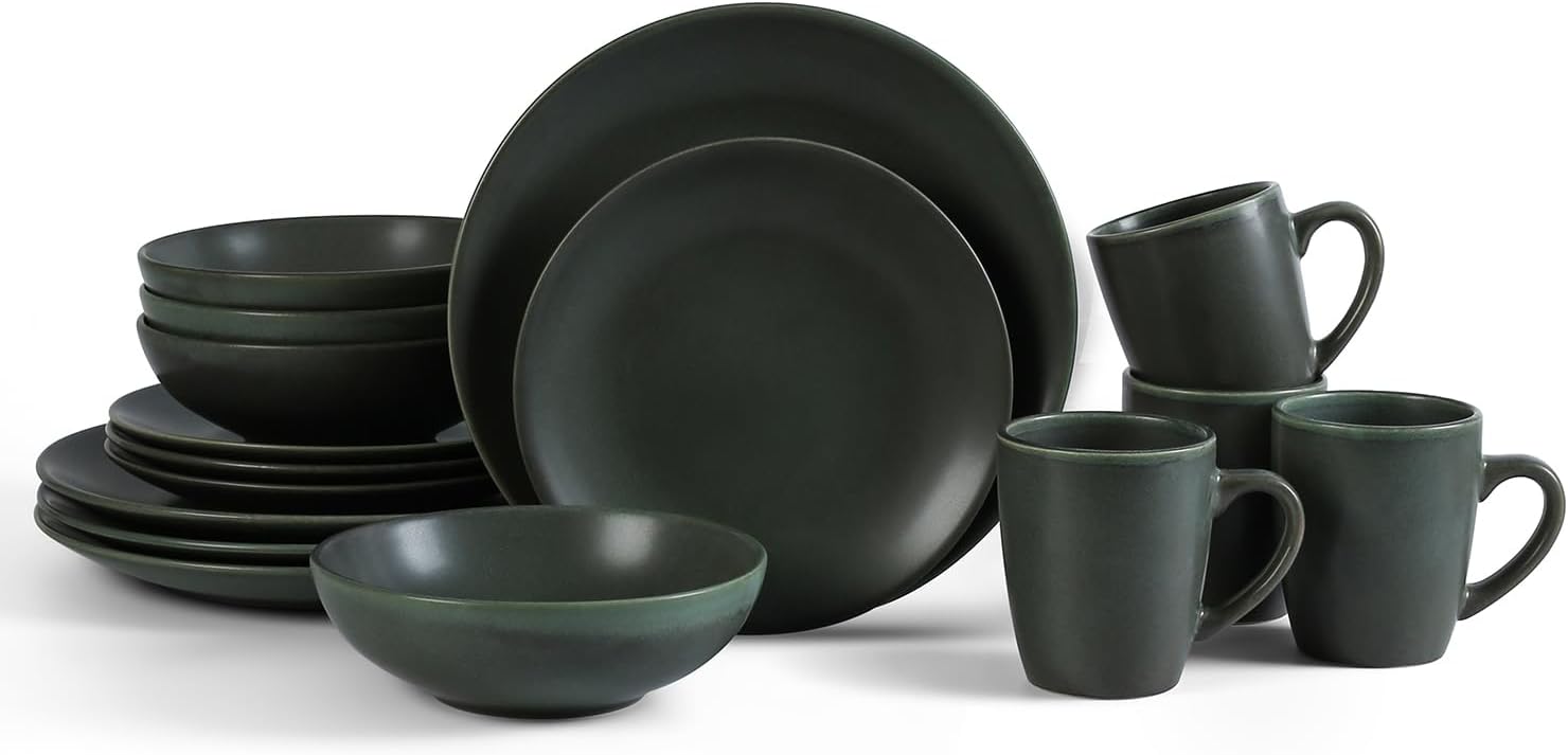 Stone LainGrao Stoneware 16-Piece Dinnerware Set, Green