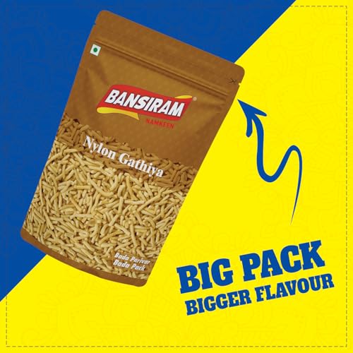 Image of Bansiram Namkeen | Nylon Gathiya | Crispy & Light | Traditional Indian Tea-Time Snack | Gujarati Namkeen Snack - 400gm