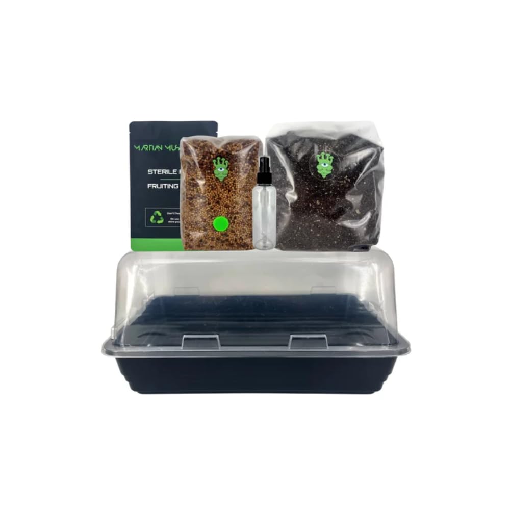 Martian Mushrooms Mushpro Monotub Kit de culture de champignons d'intérieur avec grain stérilisé et substrat CVG 2 kg + rendements prêts à cultiver des champignons à la maison