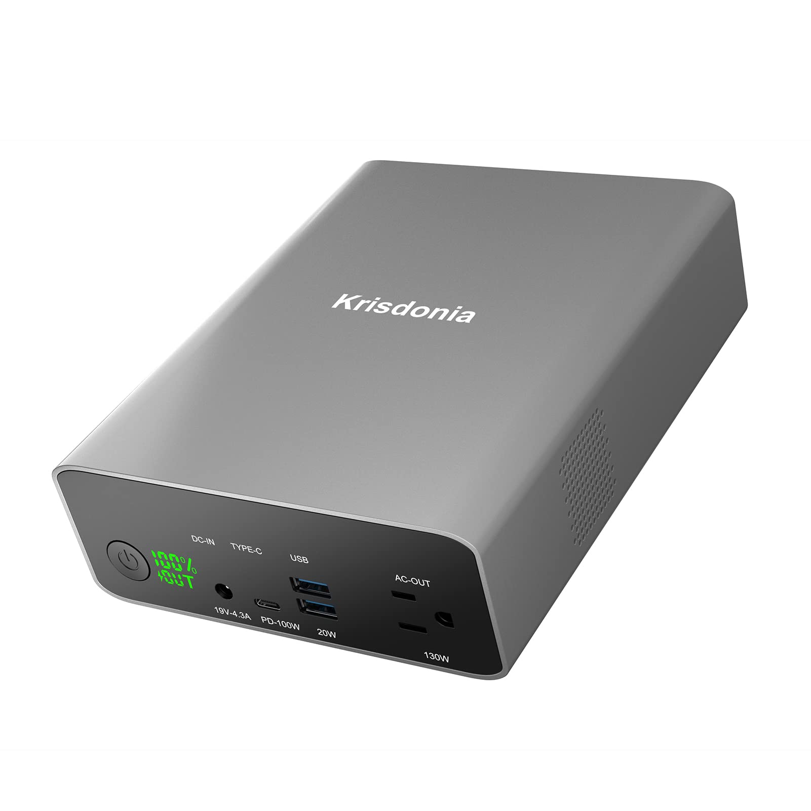 Batterie Externe, Krisdonia Chargeur Portable 80000mAh à 4 Ports avec Puissance de 130W, USB C 100W et 2 Ports USB-A (QC3.0 18W) pour la série iPhone, Samsung, MacBook, Dell, HP, ASUS, AirPods