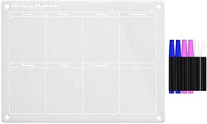 Tableau Magnétique Effaçable Pour Frigo - 30 X 21 Cm, Surface Lisse, Avec Marqueurs, Pour Notes, Planning, Courses
