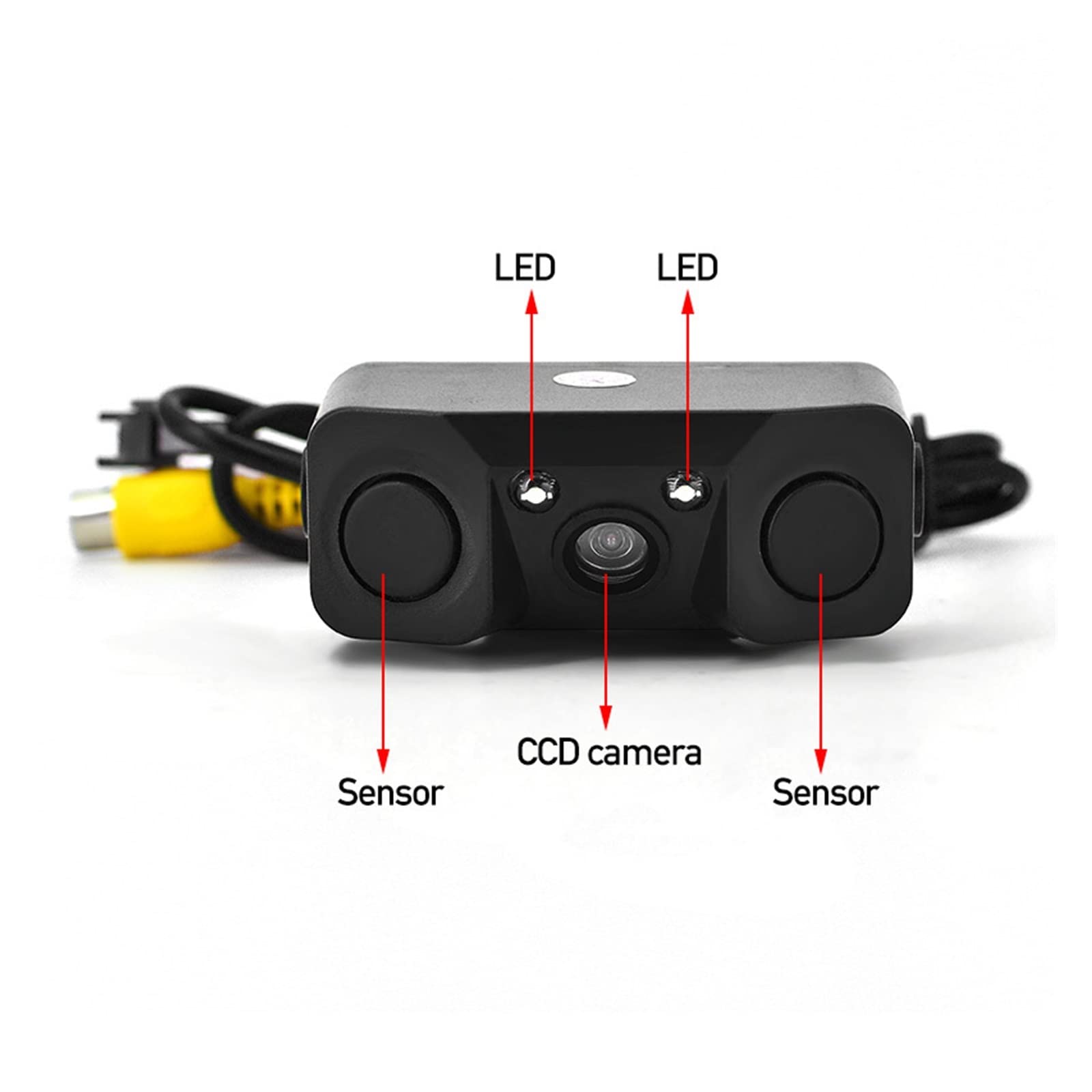Sensor De Aparcamiento For Coche 3 En 1, Cámara De Visión Trasera De Marcha Atrás con 2 Sensores De Detector De Radar, Indicador De Zumbador, Alarma, Cámara De Coche