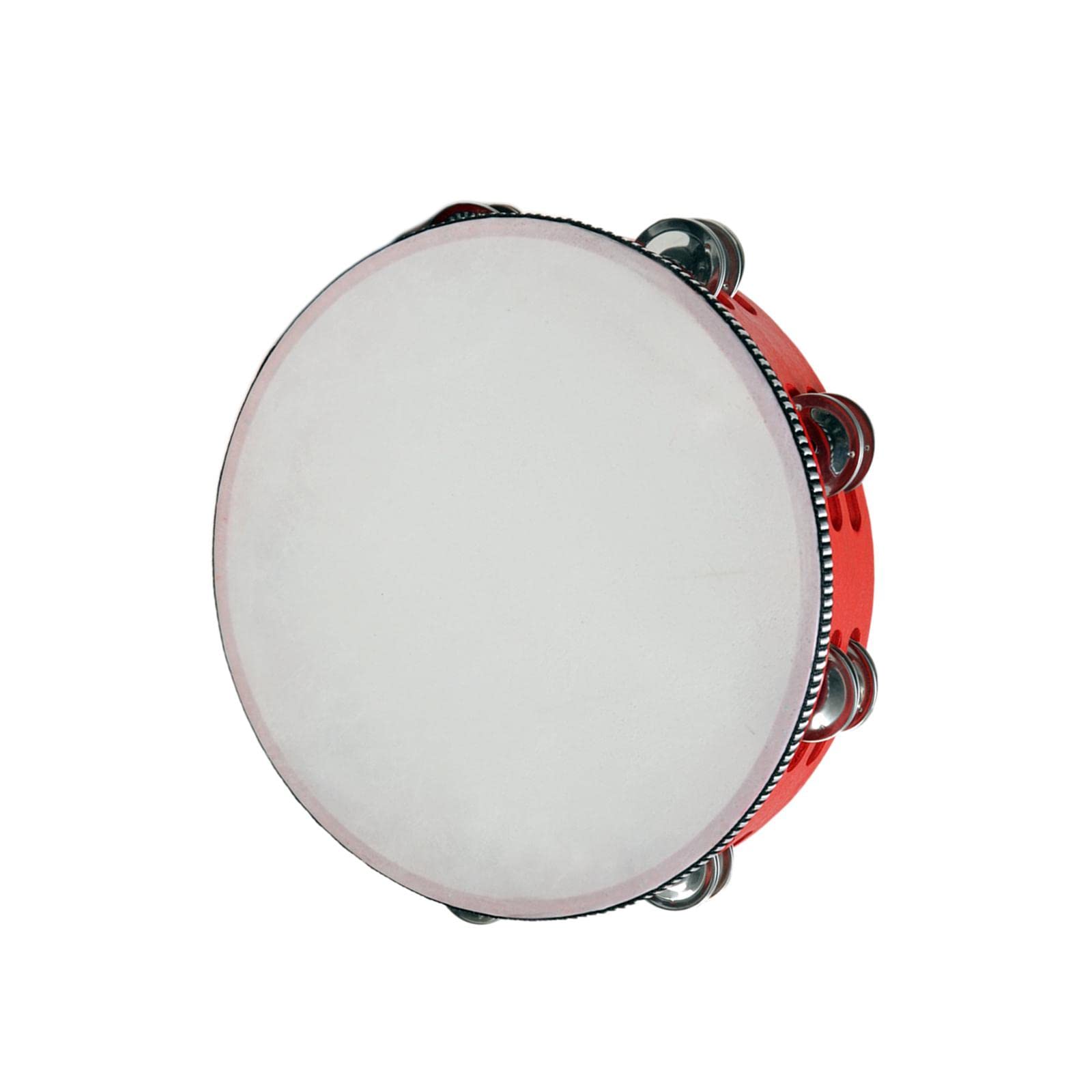 Juego de 5 panderetas de mano de madera para percusión para fiestas de iglesia, adultos, 25,4 cm, color rojo, 25,4 cm