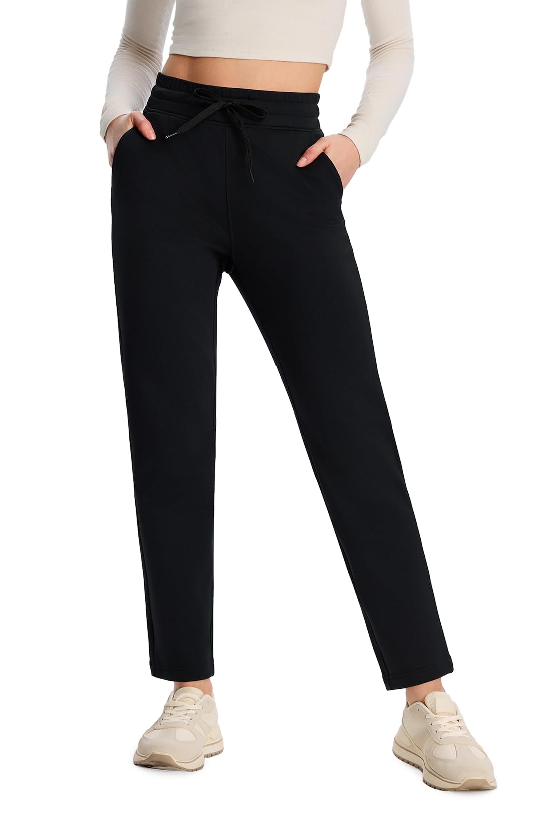yogipace Women's CozyWarmth Petite/Regular/Tall Thick Fleece Lined Ankle Pant Thermal Winter Straight Leg Pants with Pockets-picture-55