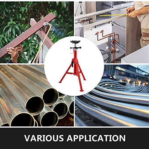 Mophorn Pipe Jack Stand With 4-Ball Transfer V-Hea Folding Legs 2500Lbs Welding Pipe Stand Adjustable Height 28-52In 1107S-Type Pipe Jacks For Welding #TOP7