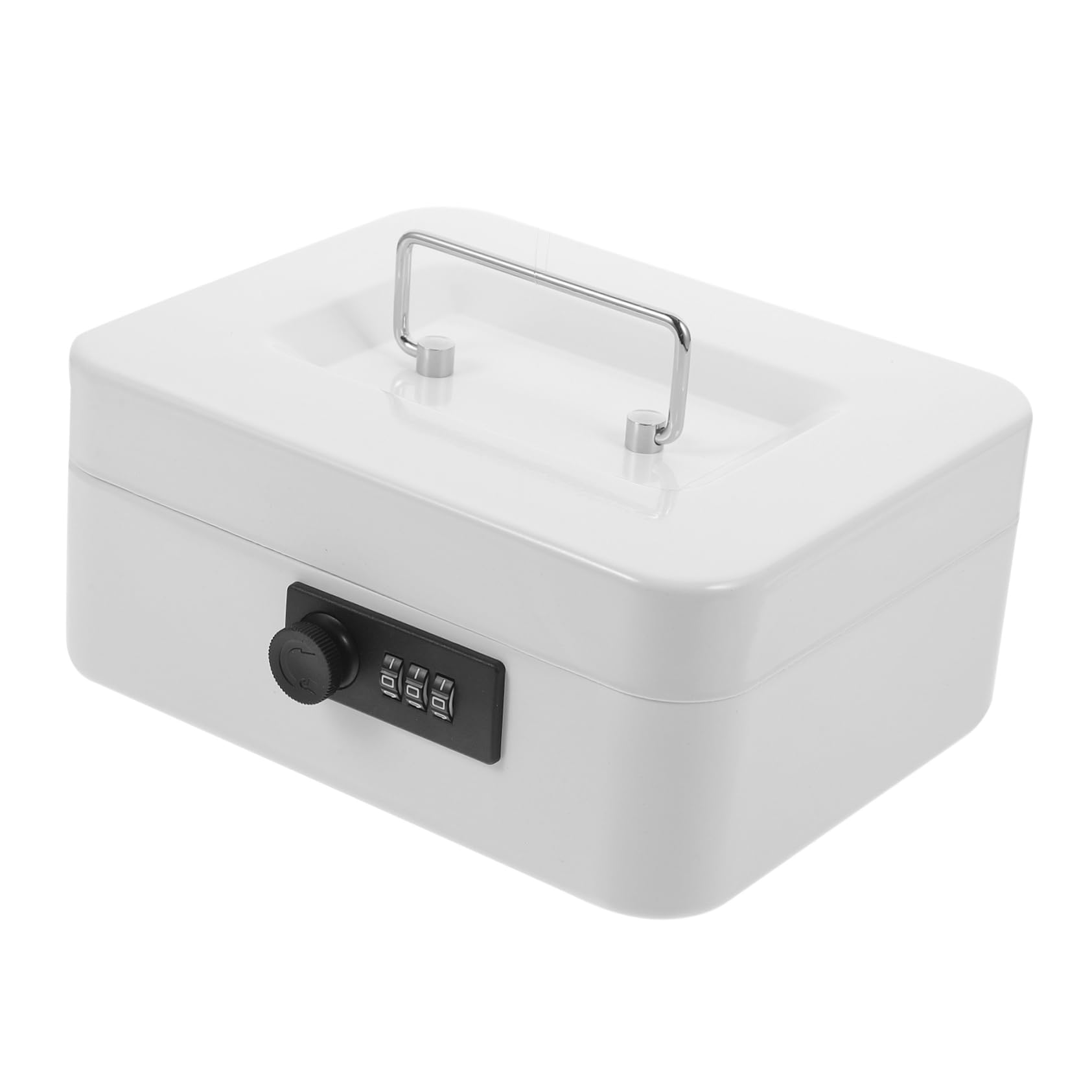 Caisse à Monnaie en Fer avec Serrure, Boîte de Rangement Blanche