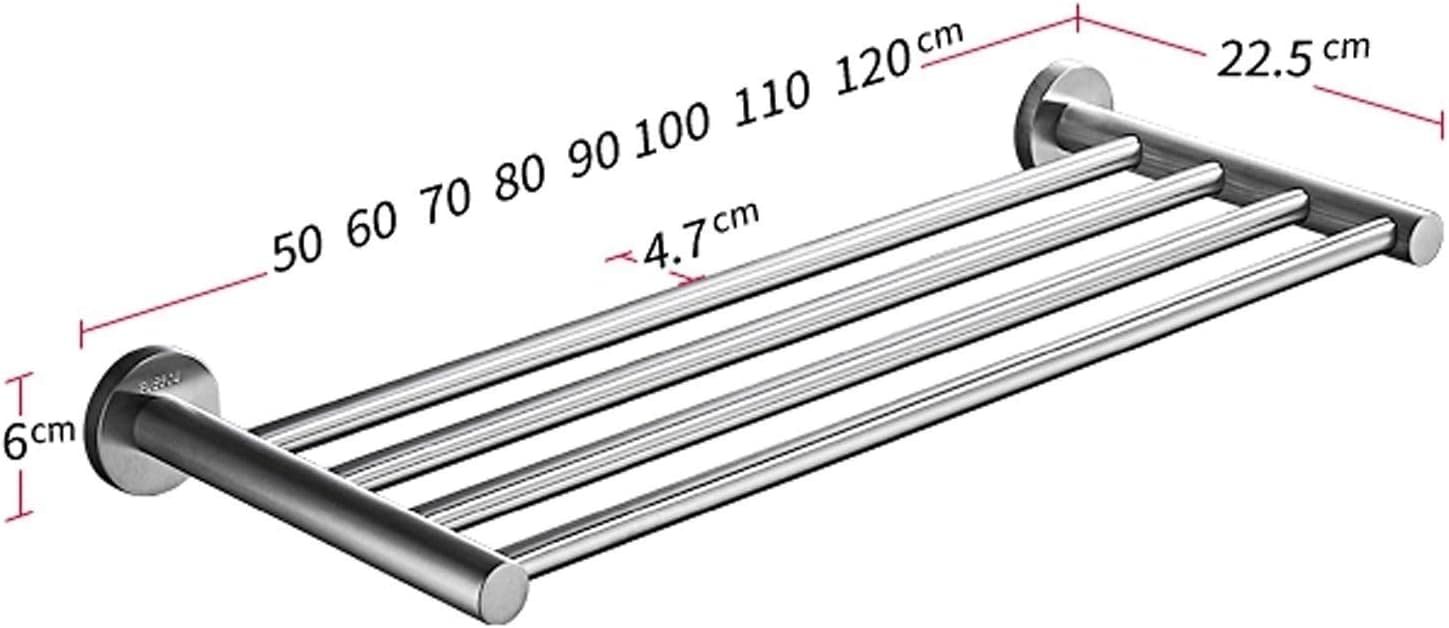 Toalleros Toallero de baño montado en la Pared, Estante para toalleros de 4 Varillas Soporte de Barra para Barra de Toalla montado en la Pared de Acero Inoxidable para baño o Cocina / 50 cm