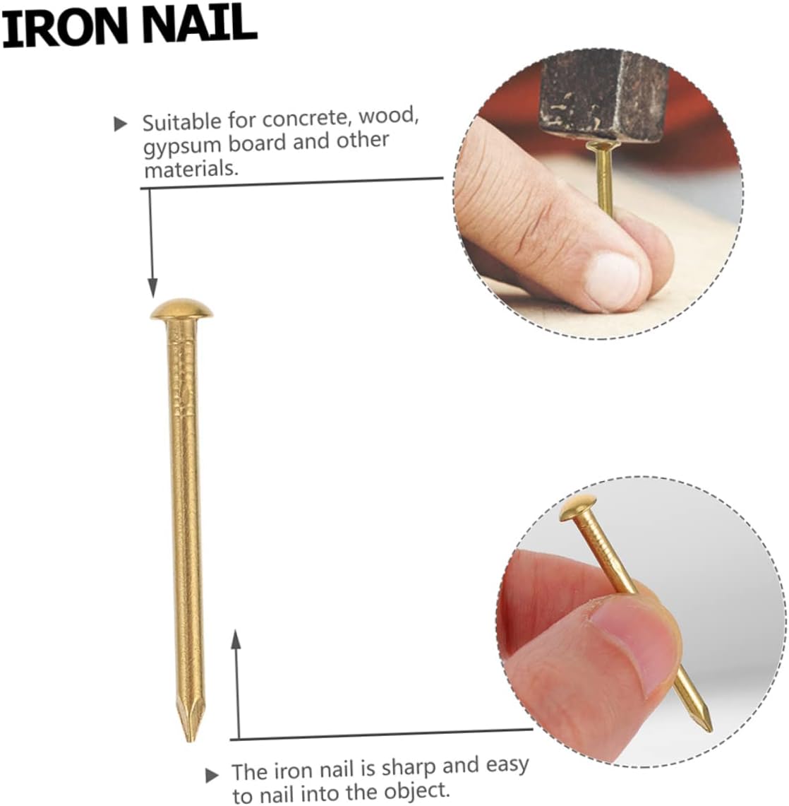 ULTECHNOVO Round Head Furniture Nails 2030pcs Set Home Decorative Nails Small Nails for Hanging Pictures Metal