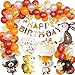 SUNBEAUTY Waldtiere Geburtstag Deko, Geburtstagsdeko Waldtiere Set mit Happy Birthday Banner, Tierballons, Tiere Aufkleber, Tier Cupcake Topper, für Kindergeburtstag Deko Junge Mädchen