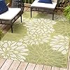 JONATHAN Y SMB110H 8 Zinnia Modern Floral Textured Weave Indoor Outdoor Area Rug Country Coastal Transitional Easy CleaningBedroomKitchenBackyardPatioNon Shedding 8 X 10 GreenCream