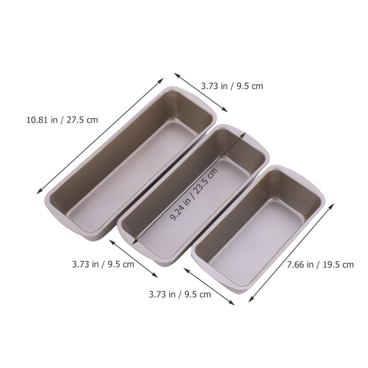 Molde Rectangular para Pan Antiadherente de Acero al Carbono, 3 Piezas | Color Marrón, Reutilizable y Pulido, Apto para Horneado Doméstico y Panadería Profesional