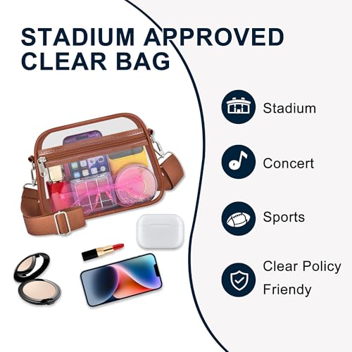 Image of Oraben Clear Bag for Stadium Events Clear Purse Stadium Bag Satchel Handbags for Sports Events Concerts Festivals | Stadium Approved