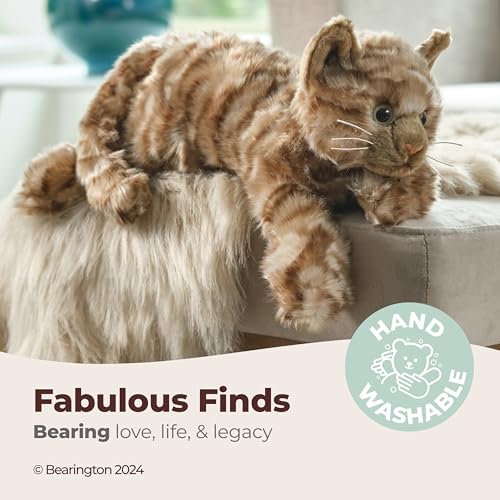 Image of Bearington Louie the Realistic Cat Stuffed Animal - 15 inch Brown Tabby Cat Plush Toy with Soft Plush Fur - Adorable Lifelike Design Plush Kitty for Kids, Collectors, and Feline Lovers